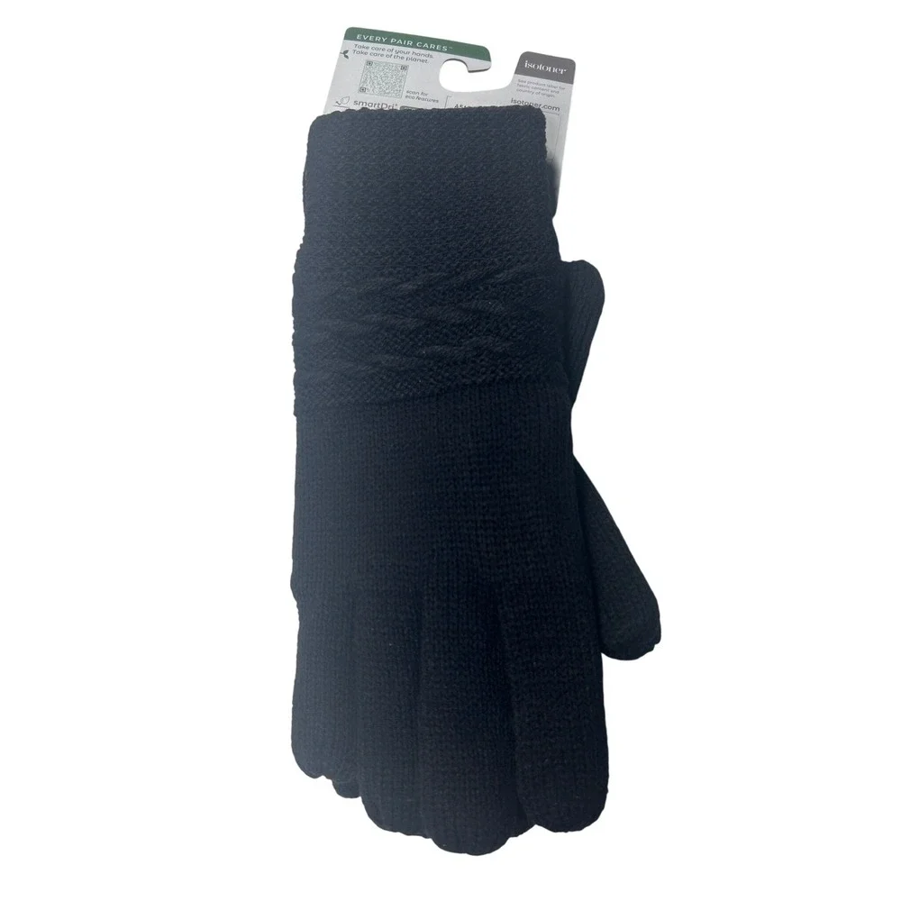 Isotoner Eco Comfort Gloves SmartDri Touchscreen Gloves‎ Women's Black NEW - Picture 3 of 5